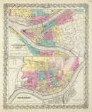 Vintage Map of Cincinnati, Ohio 1856