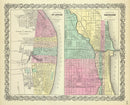 Vintage Map of Chicago, Illinois 1856