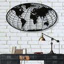 World Map Meridian Metal Wall Art