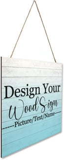 Personalized Hanging Wood Signs, Customized Door Board with Multiple Wood Background and Fonts to Choose, Design Your Rustic Decoration Sign for Home Kitchen Farmhouse 11.8x11.8 inch by CozyNest Decor