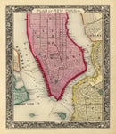 Vintage Map of New York City, New York 1860