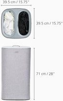 Joseph Joseph Tota 60 liter/15.8 gallon Laundry Hamper Separation Basket with lid, 2 Removable Washing Bags with Handles- Grey by CozyNest Decor