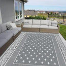 Pauwer Waterproof Outdoor Rug 8x10, Reversible Plastic Straw Patio Camping Rug, Indoor Outdoor RV Mat Carpet for Deck, Camper, Porch, Balcony, Backyard, Picnic, Bordered Grey by GreenHaven Gardens