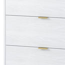 55" Long 6 Drawer Dresser with Marbling Worktop, Mordern Storage Cabinet with Metal Leg and Handle for Bedroom, White