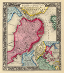 Vintage Map of Boston, Massachusetts 1860
