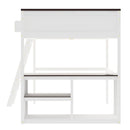 Queen Size Loft Bed With Desk, Open Shelf, Storage Box And USB Charging Station - White by HouseOfZazla
