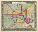 Vintage Map of Baltimore, Maryland 1860