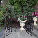 Three Panel Steel Brown Patio Screen Trellis with Flower Pot Holders