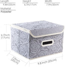 PRANDOM Collapsible Storage Boxes with Lids Fabric Decorative Storage Bins Cubes Organizer Containers Baskets with Cover Handles Divider for Bedroom Closet Living Room 9.8x7.9x6.7 Inch 3 Pack by TinyTreasures Baby Boutique