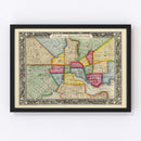 Vintage Map of Baltimore, Maryland 1860