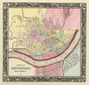 Vintage Map of Cincinnati, Ohio 1860