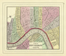Vintage Map of New Orleans, Louisiana 1890