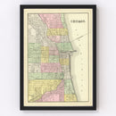 Vintage Map of Chicago, Illinois 1890