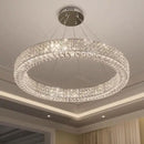 Dia 32" Ring Crystal Chandelier Modern Silver Ring Chandelier Adjustable Height Luxury Crystal Pendant Ceiling Light Fixture for Dining Living Room Bedroom by CozyNest Decor