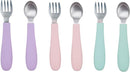 WeeSprout Toddler Utensils, 3 Forks & 3 Spoons, 18/8 Stainless Steel & Food Grade Silicone, Thick Easy-Grip Handles, Perfect Length For New Self Feeders, Gentle On Gums & Teeth, Dishwasher Safe by TinyTreasures Baby Boutique