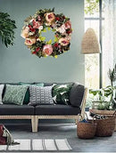 Peony Spring Wreath for Front Door, Handmade Pink Floral Wreath Artificial Spring Garland Wreath for Front Door Wall Wedding Party Home Deco by CozyNest Decor