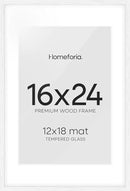 Homeforia White Picture Frame 16x24, High End Oak White 16x24 Frame with Mat 12x18 Photo, 16 x 24 Wooden Poster Frames Matted to 12 by 18, 24x16 Wood Hanging Frames, Tempered Glass, Wall Kit, Set of 1 by CozyNest Decor
