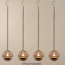 Solar Hanging Lanterns Outdoor Waterproof, Rust Iron Ball Candle Holder with Flickering Solar Powered Tea Lights, Perfect Chargeable Solar Lights for Backyard Patio Garden Fence Tree Decoration-4Pack by GreenHaven Gardens