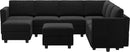 Belffin Modular Sectional Sofa with Storage Seat Oversized U Shaped Couch with Reversible Chaise Sofa Set with Ottoman Velvet Black by CozyNest Decor