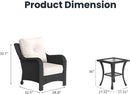 3 Pieces Outdoor Patio Furniture Sets with Single Chairs with 6-inch Thick Cushion and Side Table for Deck Lawn by GreenHaven Gardens