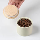 Sweejar Kitchen Canisters Ceramic Food Storage Jar, Stackable Containers with Airtight Seal Wooden Lid for Serving Ground Coffee, Tea, Sugar, Spice and More - 5 Fl Oz(Beige) by CozyNest Decor