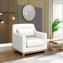 Extra Deep Accent Chair, Fabric Upholstered Comfy Reading Armchair for Living Room, Bedroom Single Seat Sofa Chair with Wood Base, Lamb Fabric by CozyNest Decor