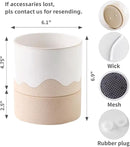 Nihow Self Watering Plant Pot: 6 Inch Ceramic Planter with Drainage Hole & Water Storage Plus for Indoor & Outdoor Plants - Cylinder Round Flower Pot for Succulent/Herbs/Violets - White & Nature by CozyNest Decor