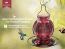 Glass Hummingbird Feeder for Outdoors Hanging, 26Oz Bird Nectar Feeder with Perch & 5 Flower Feeding Ports, Leak Proof for Outside Garden Decor Backyard, Gifts for Women Mom, Red by GreenHaven Gardens