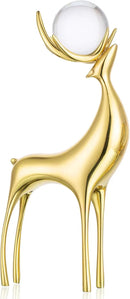 Sziqiqi Brass Reindeer Christmas Statue - Deer Sculpture for Living Room Decor - Gold Metal Reindeer Antler Animal for Tabletop by CozyNest Decor
