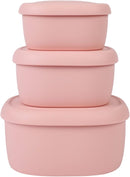 BLUE GINKGO Nesting Silicone Containers - Set of 3 Hard-Shell Silicone Food Storage Containers | BPA Free, Airtight, Dishwasher and Freezer Safe (6.7oz, 10oz, 20oz) - Pink by TinyTreasures Baby Boutique