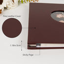 RECUTMS Photo Album Self Adhesive with Round Window 4x6 5x7 6x8 8x10 Magnetic Scrapbook with 40 Pages Leather Cover DIY Photo Album with Metallic Pen and Scraping Plate (Brown) by TinyTreasures Baby Boutique