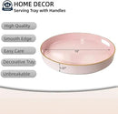 13" Pink Serving Tray with Handles,Round Decorative Tray for Coffee Table, Plastic Modern Coffee Table Tray for Ottoman, Living Room, Bathroom, Décor. by CozyNest Decor