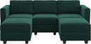 Belffin Modular Sectional Sofa with Double Chaise Velvet U Shaped Sofa Reversible Sectional Couch with Storage Green by CozyNest Decor