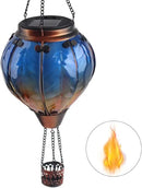 Hot Air Balloon Solar Lantern with Flickering Flame Hanging Solar Lanterns Outdoor Lights Waterproof Lanterns Decorative Garden Patio Yard Party Decor Blue by GreenHaven Gardens
