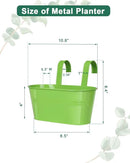 Metal Railing Planter for Outdoor Plants - 3 Pack Balcony Hanging Flower Pots with Detachable Hooks and Drain Holes Oval Bucket Rail Box Fence Planters for Home Garden Decor, Green Orange Blue by GreenHaven Gardens