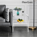 ONELUX 1626 Acrylic Bedside nightstand with Additional Shelf,Lucite Occasional Sofa Tables, Clear by CozyNest Decor