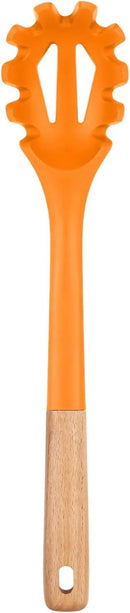 Silicone Pasta Fork, Kitchen Heat Resistant Noodle Spoon Server, BPA Free Spaghetti Strainer,12.8 inch (ORANGE) by CozyNest Decor
