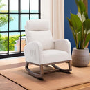 Dolonm Nursery Rocking Chair for Living Room, Upholstered Mid-Century Modern Nursery Rocking Armchair Tall Back Accent Glider Rocker, Beige by TinyTreasures Baby Boutique