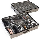 storageLAB Slim Under Bed Storage Containers, Closet Organizers with Sturdy Handles for Clothes, Comforters, and Accessories, Use Under or at the End of the Bed - 2 Pack, Adjustable Dividers, Grey by CozyNest Decor