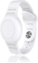 Kids Waterproof Airtag Bracelet Compatible with Apple AirTag, Hidden Silicon Protective Case for Air Tag GPS Tracker Holder, Adjustable Anti-Lost Watch Band for Toddler Child (White) by TinyTreasures Baby Boutique