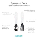 Bumkins Toddler Utensils, Kids Size Fork and Spoon Set, Silicone and Stainless-Steel Training Silverware, Angled Forks/Sporks Feeding, Children Hold Learning to Eat, 18 Mos Up, Vanilla Sprinkles by TinyTreasures Baby Boutique