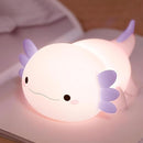 Axolotl Night Light for Kids,Cute Purple Axolotl Lamp,LED Squishy Nursery Nightlight, Food Grade Soft Silicone Novelty Animal Bedside Lamp,Adorable Room Decor, Axolotl Gitfs for Mother Girls Baby by TinyTreasures Baby Boutique