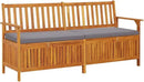 vidaXL Acacia Wood Outdoor Storage Bench Deck Box with Cushion - Solid Wood Patio Furniture, Brown/Dark Gray, 66.9"x24.8"x33.1" by CozyNest Decor