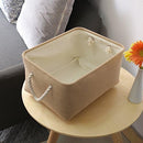TheWarmHome Decorative Basket Rectangular Fabric Storage Bin Organizer Basket with Handles for Clothes Storage (Beige, Medium-1Pack,13.8L*9.8W*6.7H) by TinyTreasures Baby Boutique