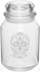 MIP Glass 26 oz Candy Skull Jar, 4" Diameter x 6.75" Tall, Air Tight, Dishwasher & Microwave Safe, Novelty Food Jar by CozyNest Decor