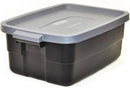 Rubbermaid Roughneck Tote 10 Gal, 6 Pack, Made in USA, Black & Gray, Rugged Plastic Stackable Storage Bins with Lids and Handles by CozyNest Decor