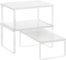 SONGMICS Cabinet Organizer Shelf, Set of 3 Kitchen Counter Shelves, Kitchen Storage, Spice Rack, Stackable, Expandable, Snow White and Matte White UKCS220W01 by CozyNest Decor
