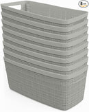 Curver Jute Decorative Plastic Organization and Storage Basket Perfect Bins for Home Office, Closet Shelves, Kitchen Pantry and All Bedroom Essentials, Set of 8 Grey by TinyTreasures Baby Boutique
