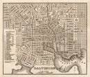 Vintage Map of Baltimore, Maryland 1844