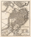 Vintage Map of Boston, Massachusetts 1844